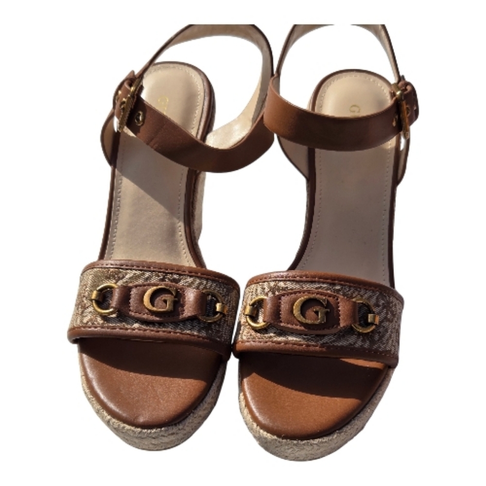 Guess Brown Wedgea with Gold Accents